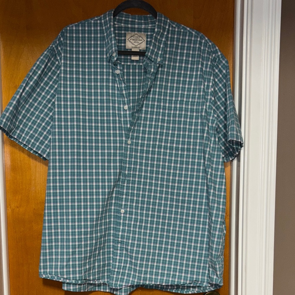 St. John's Bay Teal Plaid Casual Shirt